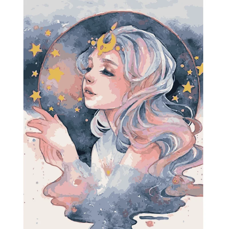 Beautiful Cartoon Girl Picture as  Bedroom Living Room Home Decoration Paint By Numbers