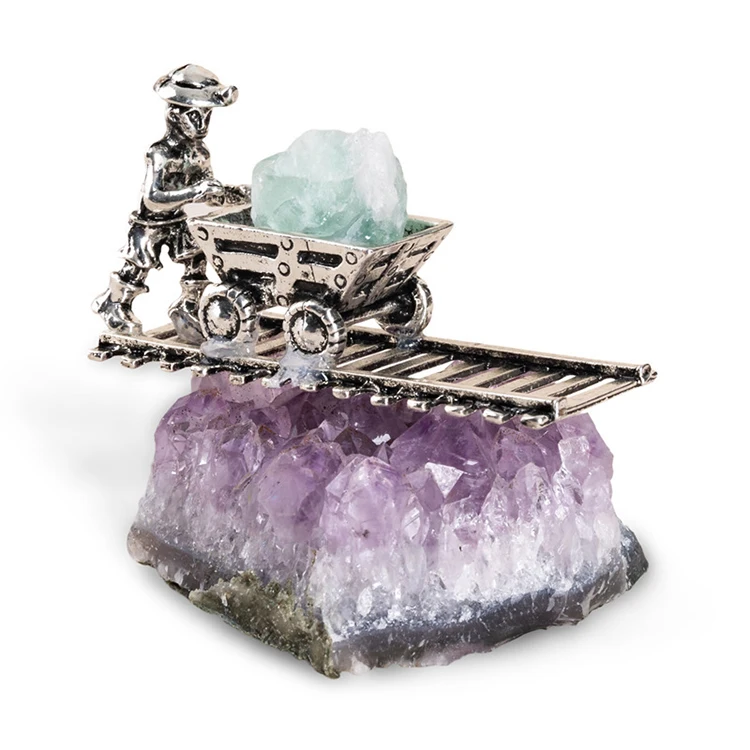 Natural Amethyst Cluster Folk Crafts Miners Scene Modelling Healing Amethyst Crystal Cluster Bulk Wholesale for Home Decoration