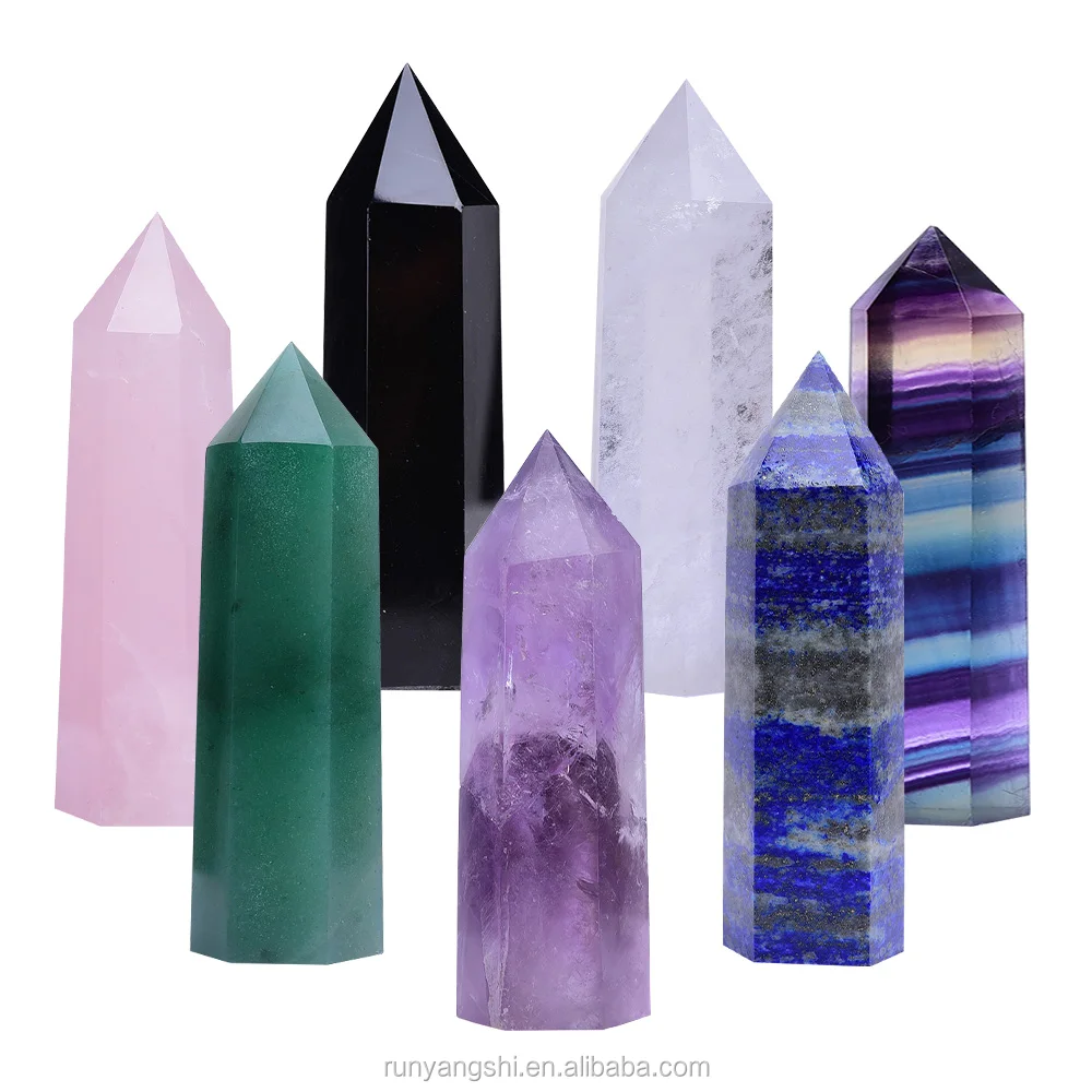 
Wholesale Various Natural Gemstone Healing Stones Clear Rose Quartz amethyst small Crystal Wand tiny Point for home decor  (1600059313410)
