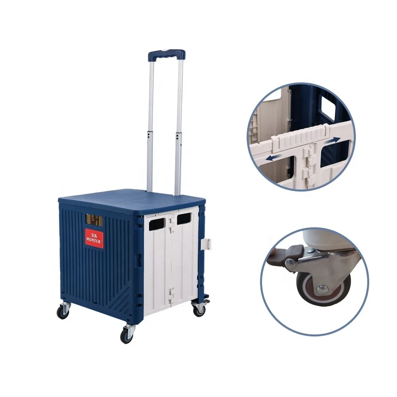 Factory Foldable Shopping Carts Grocery  4 Rotate wheels Folding Shopping trolley carts  Mini Plastic Pet Cart Hand Pull Trolley