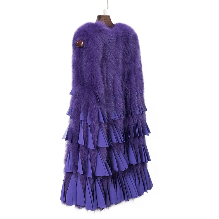 
fashion style winter warm long fur vest women casual Gilet Ladies goose down fox fur vest 