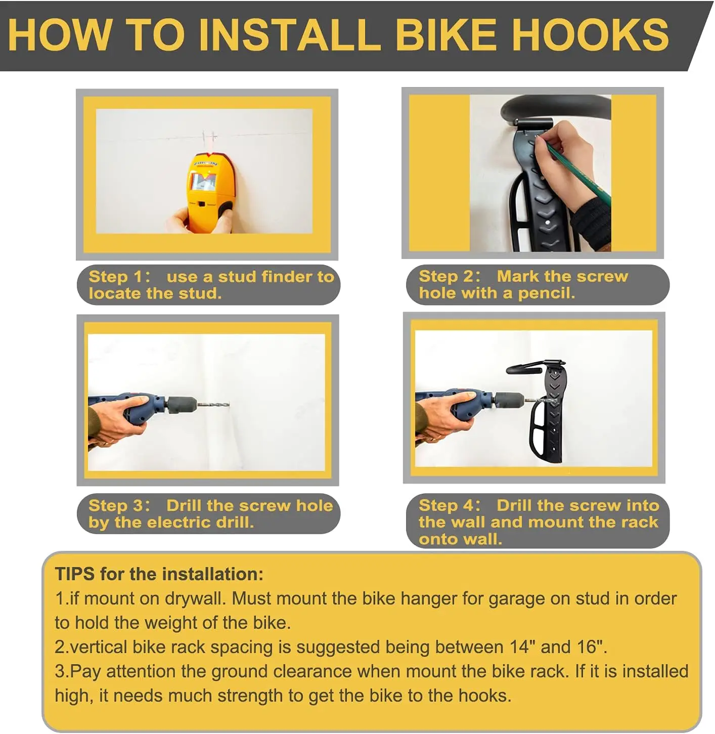 Bicycle racks suitable for indoor storage wall mounted bicycle racks with screws heavy-duty steel vertical bicycles