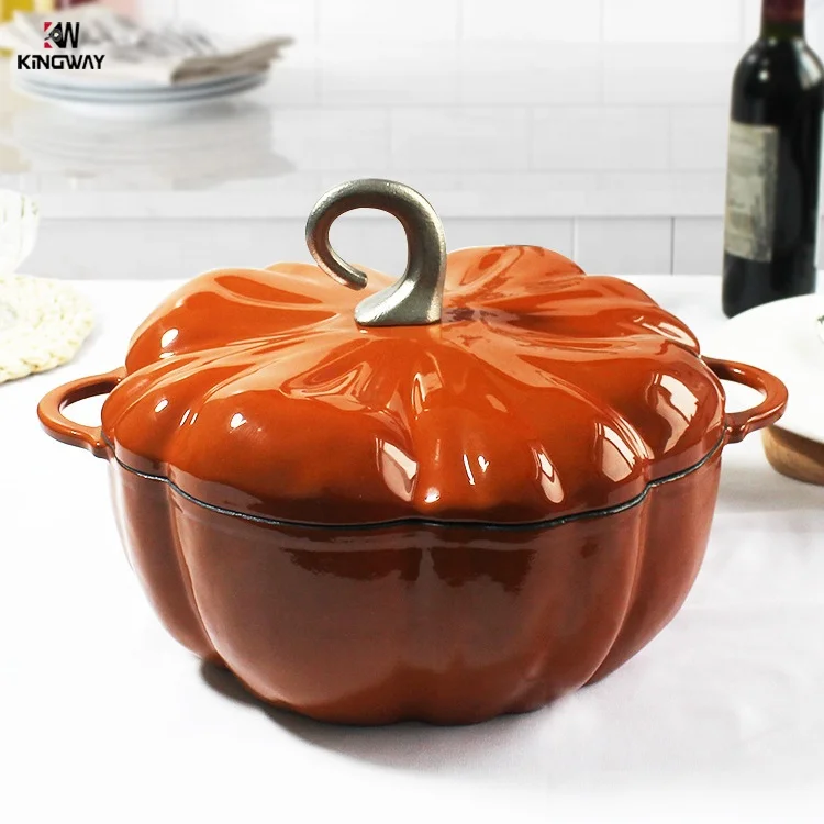 Производитель оптовая продажа чугунный горшок эмалированная тыква суп-горшок с крышкой