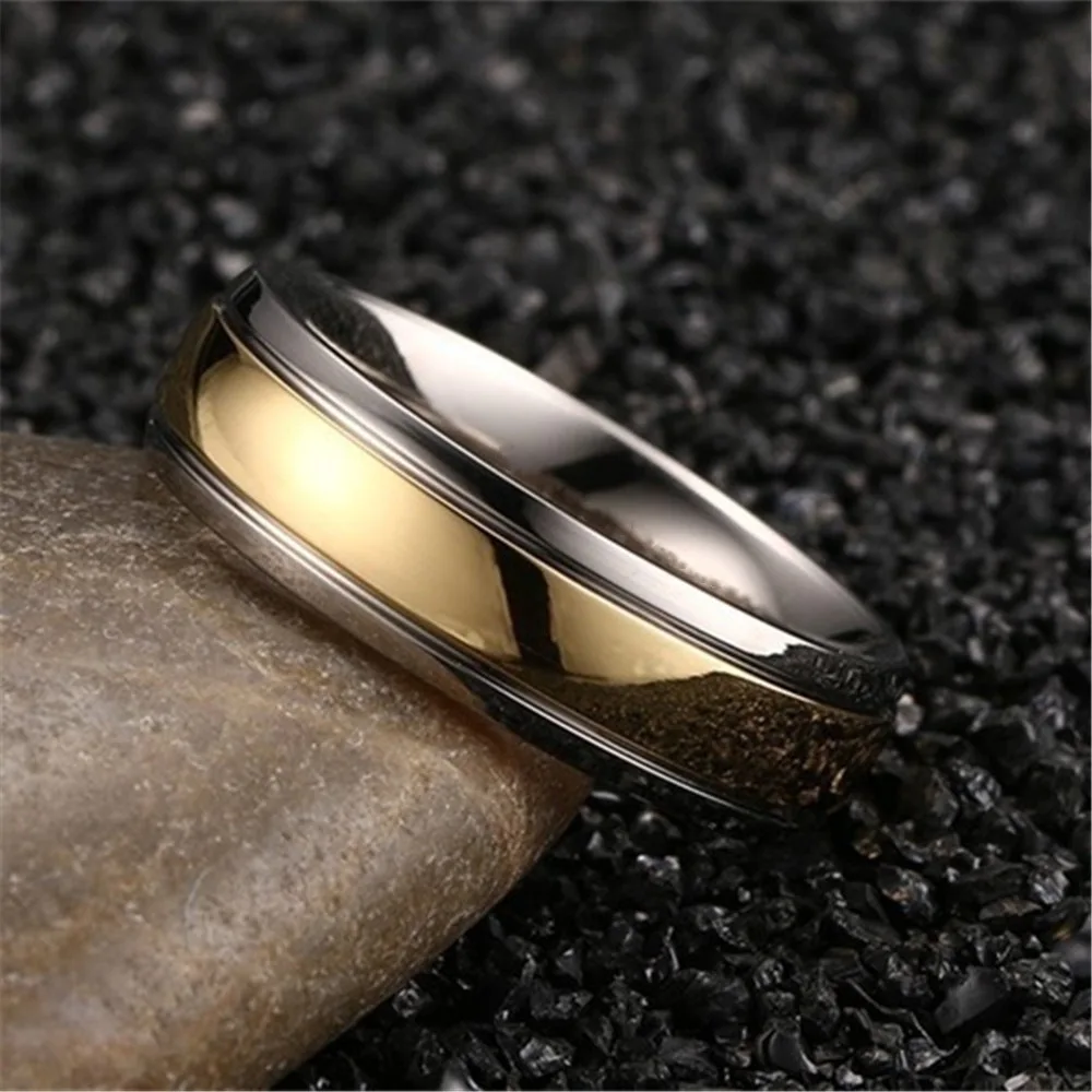 Titanium Steel Tarnish Free Silver Gold Two Tone Couple Ring Bride Engagement Stainless Steel Wedding Rings for Couples set