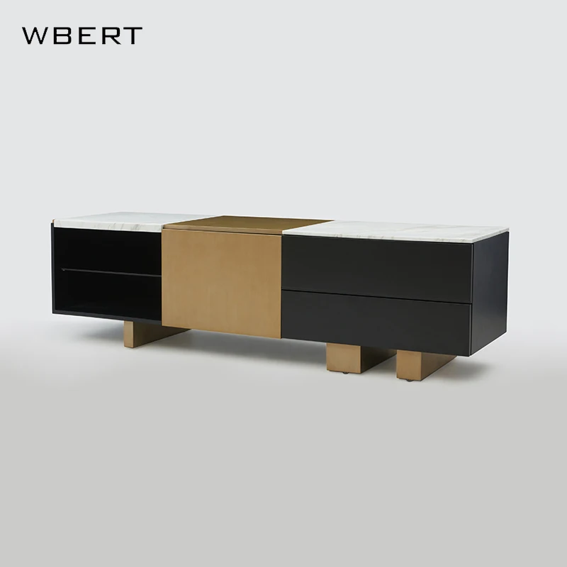 WBERT Italian Luxury Solid Wood TV Cabinet for Hotel Guest Room Modern Simple Entrance  Living Room Apartment Decoration Cabinet