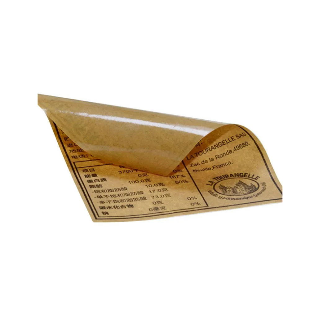 Wholesale customized kraft environmental protection style waterproof paper sticker for food container