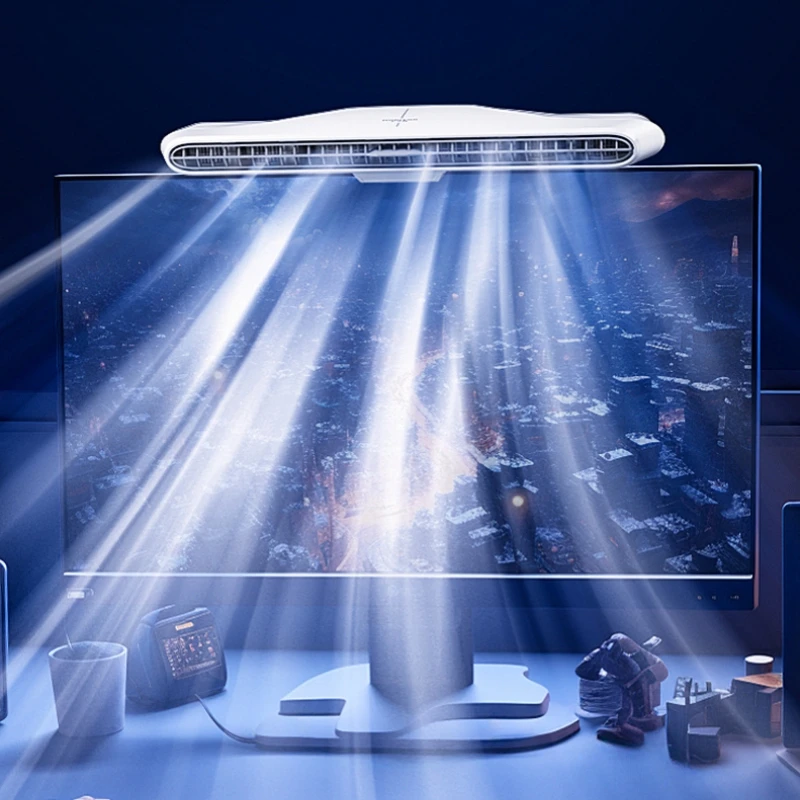 New Bladeless Clip On Computer Monitor Fan 3 Speeds Desktop Table Cooling Fan Adjustable Clamp PC Laptop Personal Cooling Fan