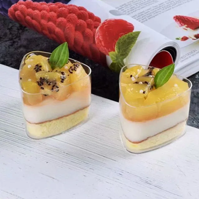 Wholesale square heart-shaped mousse cake cup round jelly ice cream pudding transparent baking package box for cake