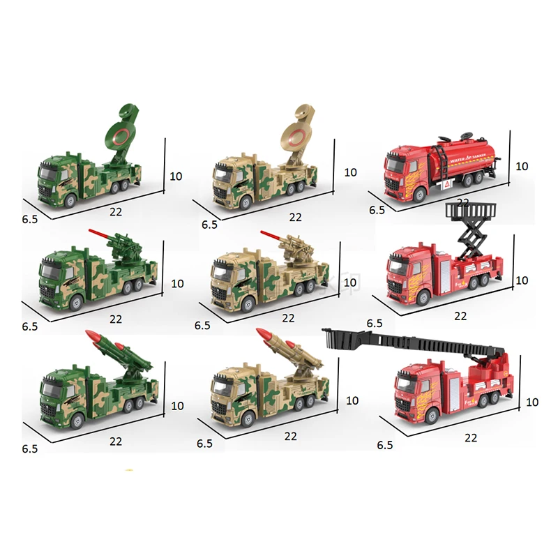 High Quality 1:32 Die Cast Model Military & Fire Engineering Vehicle Truck Pull Back Metal Car Toy For Children