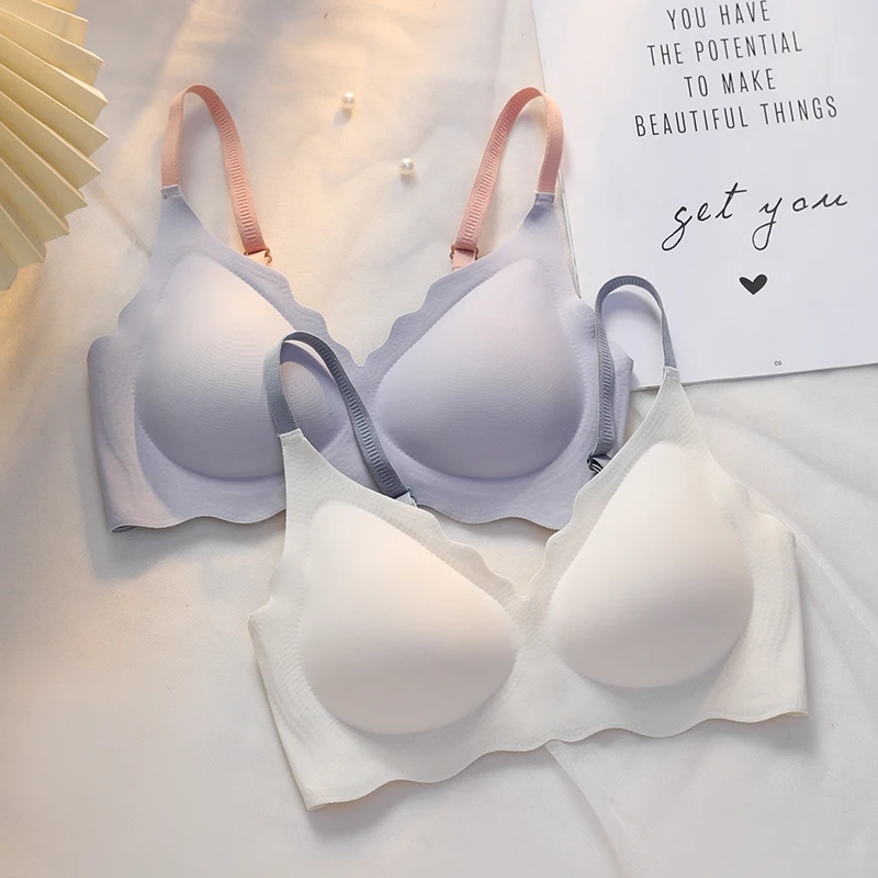 Women Invisibles Wirefree Bra Underwear Lightly Bralette Brassieres Sosten Sujetador Ice Silk Seamless Bra