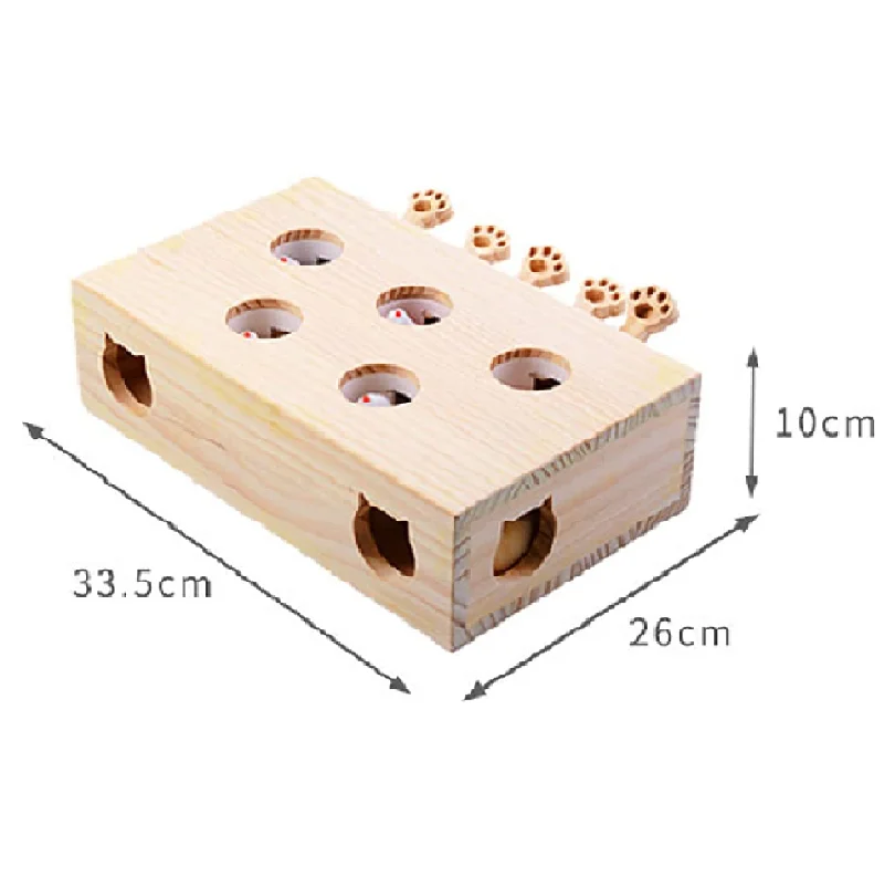 Cat Interactive Wooden Toys Whack a Mole Game Cat Punch for Indoor Play Box Hunt Toy Funny Kitten Safe Catnip Fun Box