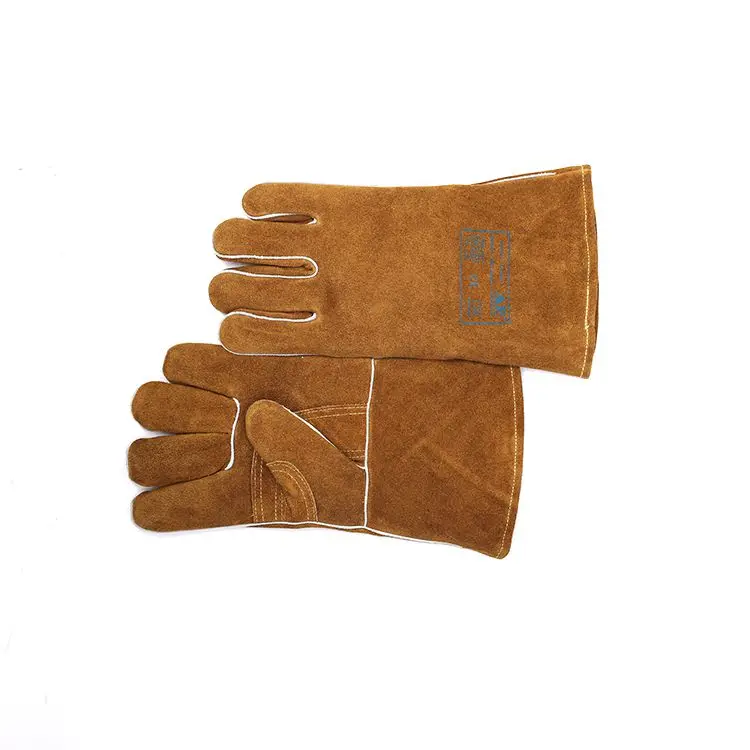 
AP-0606 CE approved split cowhide leather heavy duty durable brown gloves for Mig welding 