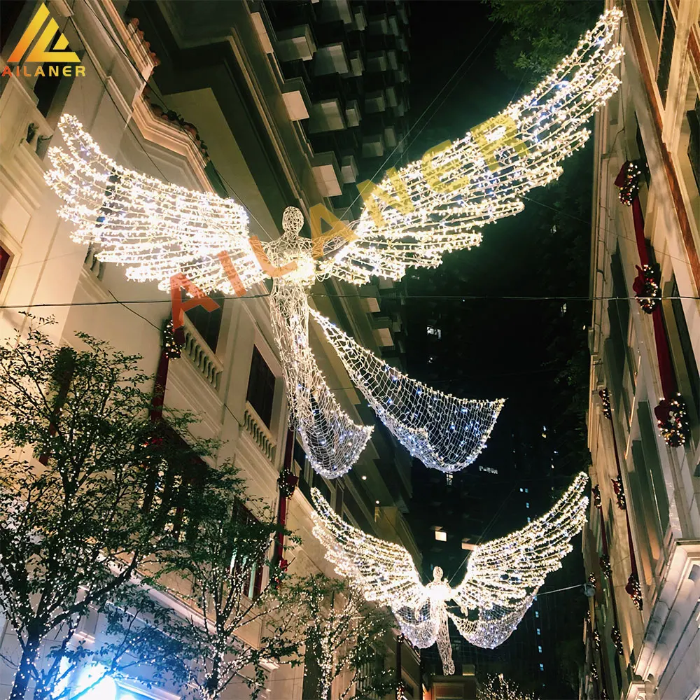 New trend outdoor holy Holiday lights with metal frame garden party decoration Christmas landscape 3d angel LED Motif Light