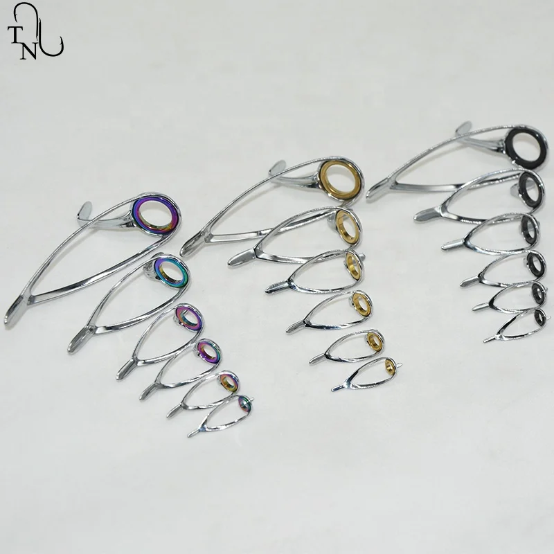 TN11 6PCS Mixed Size Stainless Steel Fishing Rod Guide Repair Kit Guides Eyes Sets Ceramic Ring Fishing Rod Building Repair Kit