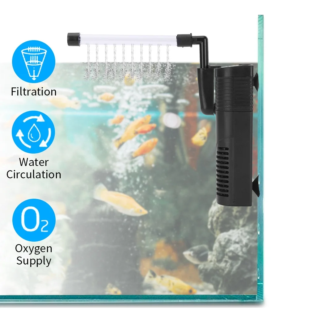 3 In 1 Fish Tank Filter Aquarium Oxygen Pump Fish Manure Cleaning Tool Multifunctional