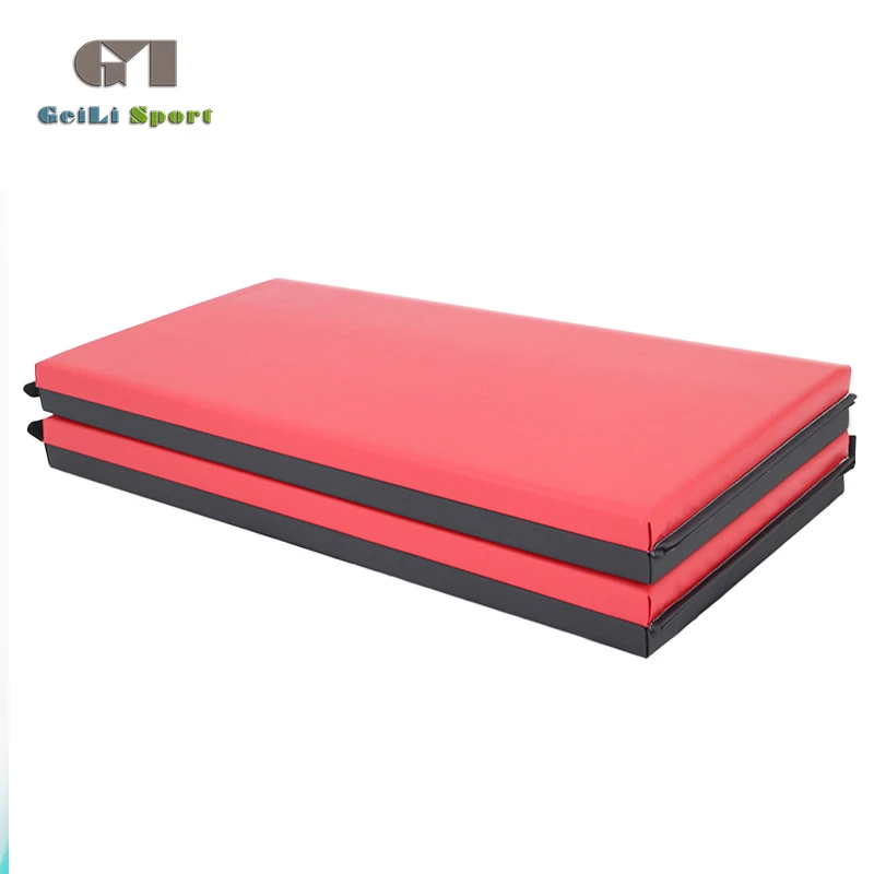 New products red and black premium four folding gymnastics mat crash mats