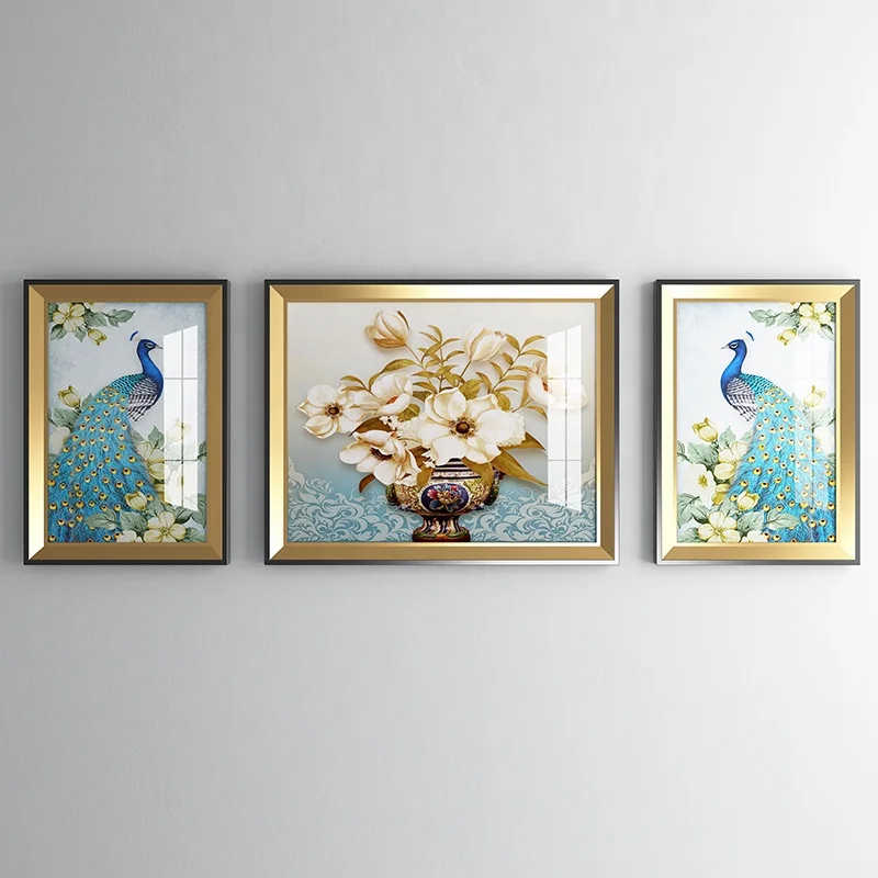 European style luxurious landscape painting decoration painting crystal porcelain painting wall art glass picture frame