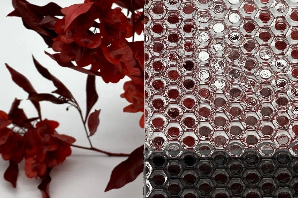 5mm Translucent architecture float honeycomb texture patterned glass for decorative glass paneling