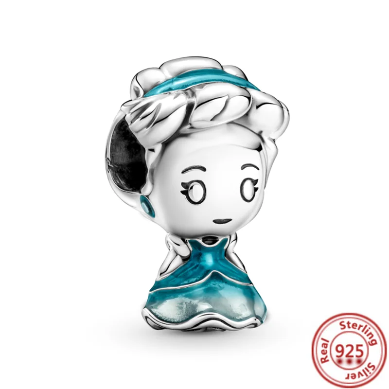  925 sterling silver lovely Snow Fairy Beads Ice Princess Cute Anime Character Accessories diy charm beads Jewelry