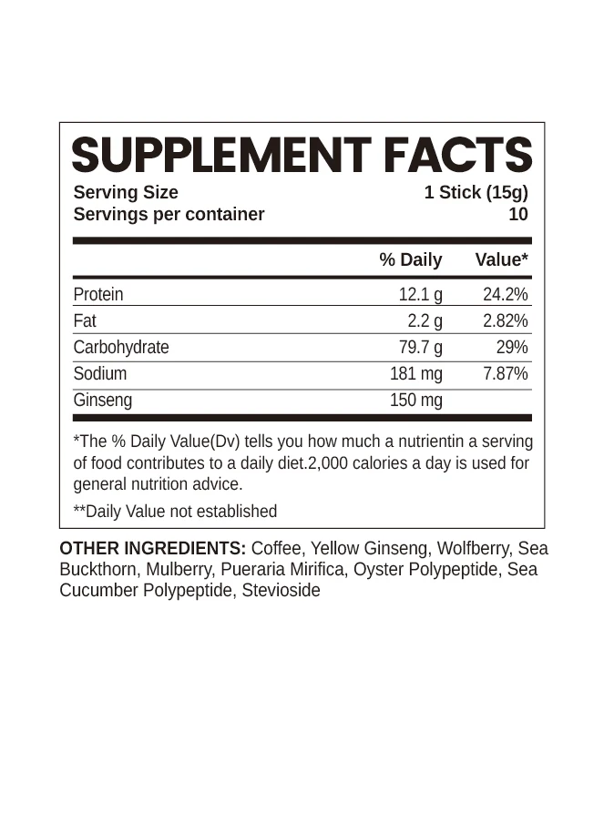 Factory Price Sugar Free Ginseng Extract Herbal Power Coffee Instant Ginseng Coffee Powder For Man