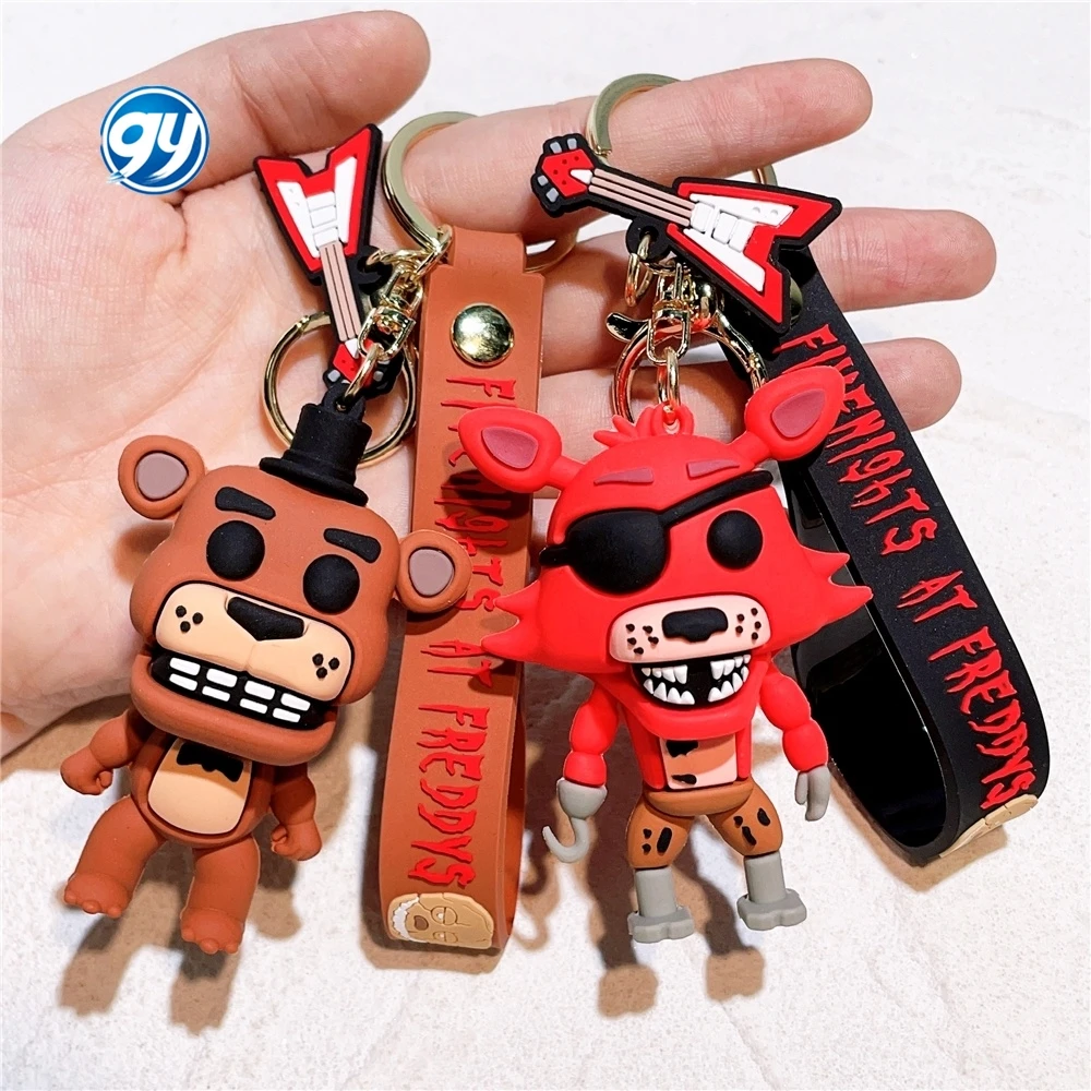 Wholesale Halloween Anime Figure Freddy Animal Fnaf Tag Car Key Backpack Decor Pendant Gifts To Friends cartoon 3d pvc keychain