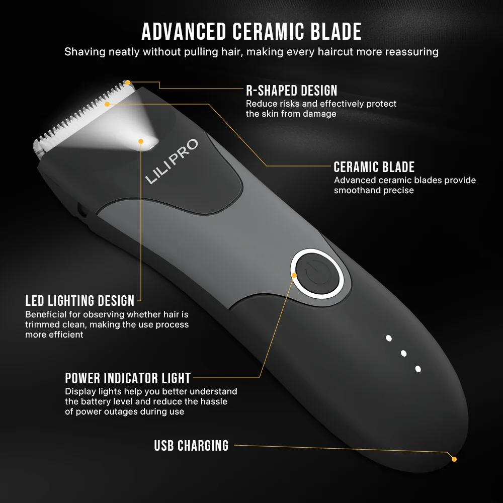 New 2024 Waterproof Groin & Body Hair Trimmer Man Use Hair Clipper Ball Grooming Rechargeable Cordless Haircut Machine For Men