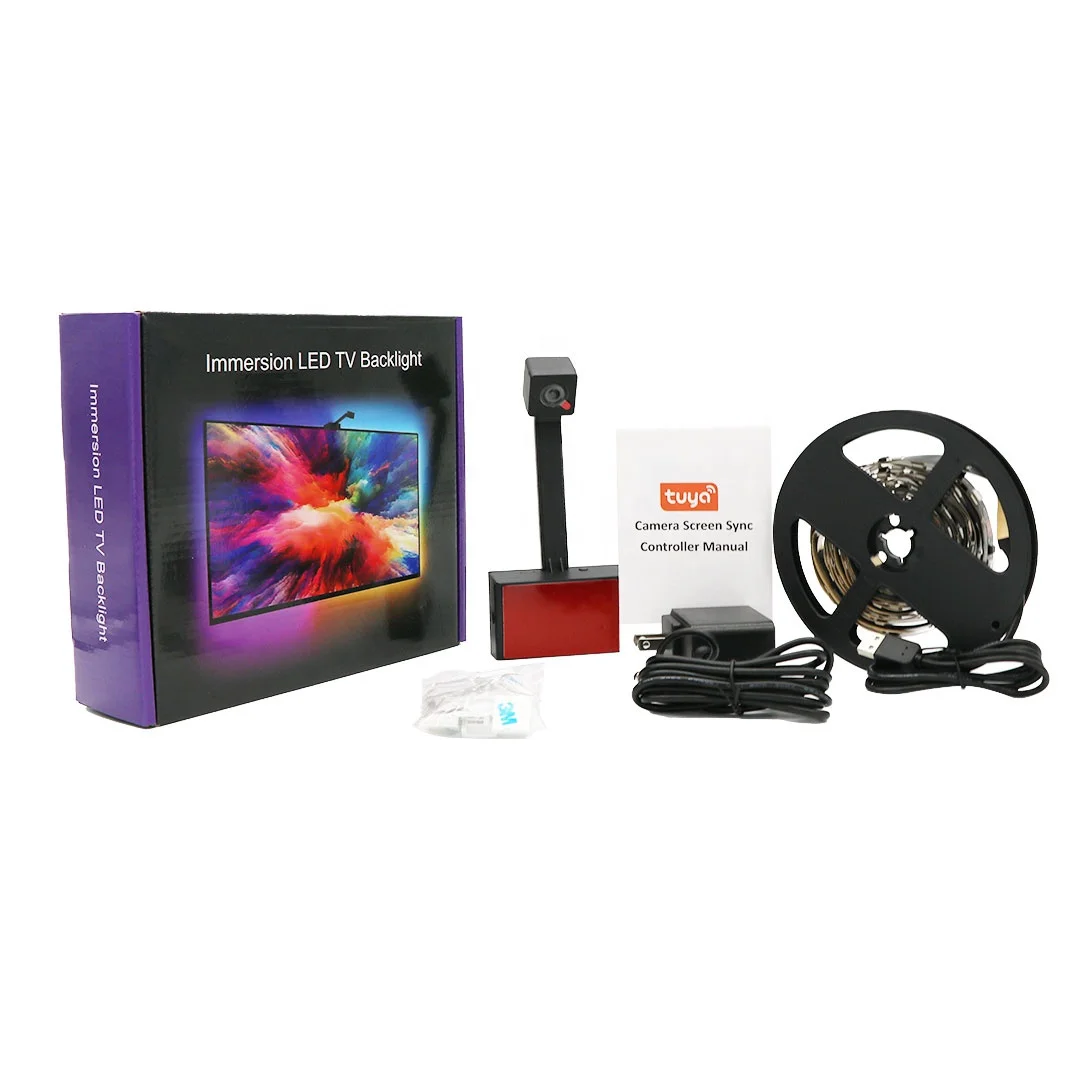 Tv backlight immersion led smart wifi tv backlight with camera for tv led backlight rgbic sync box camera sync box