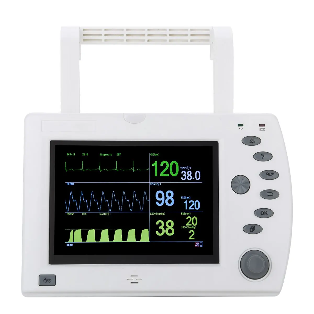Multiparameter monitor with capnograph ECG & Spo2 7inch etco2 monitor vital signs monitor