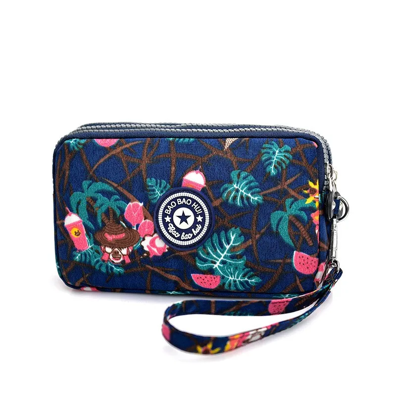 Free shipping in China Multifunction 3 Layers Zipper Key Card Phone Pouch Coin Money Bag Woman Long Purse Wallet