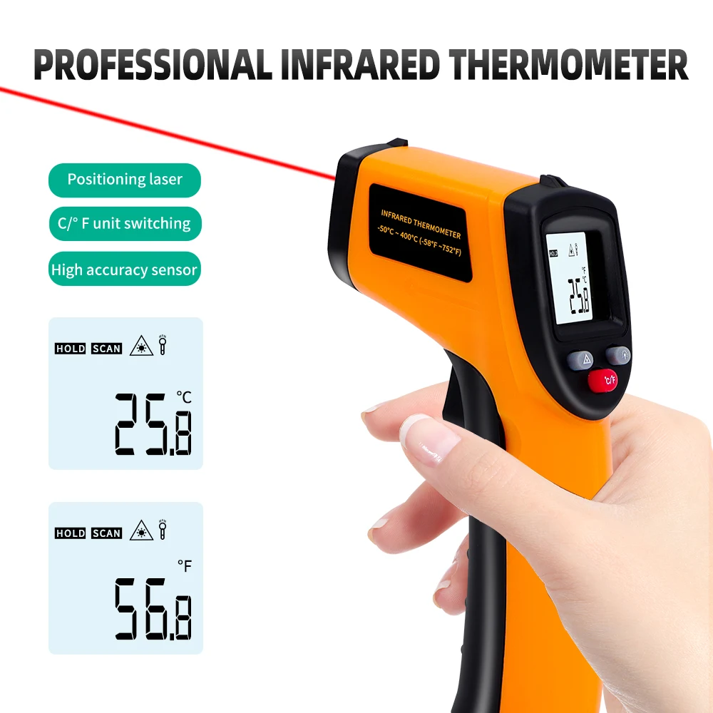 GM320 Temperature Tester Thermometer LCD Digital IR Laser Infrared Temperature Gun Temperature Meter For Industrial