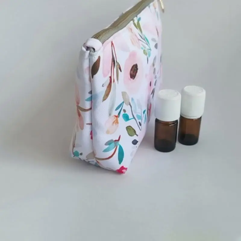 Luxury Plain Custom Black Clutch Cotton Canvas Zip Pouch For Toiletry