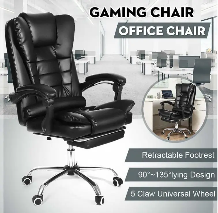 Computer Office Chair Gaming Home Leather Executive Swivel Gamer Chair Lifting Rotatable Armchair Footrest Adjustable Desk Chair