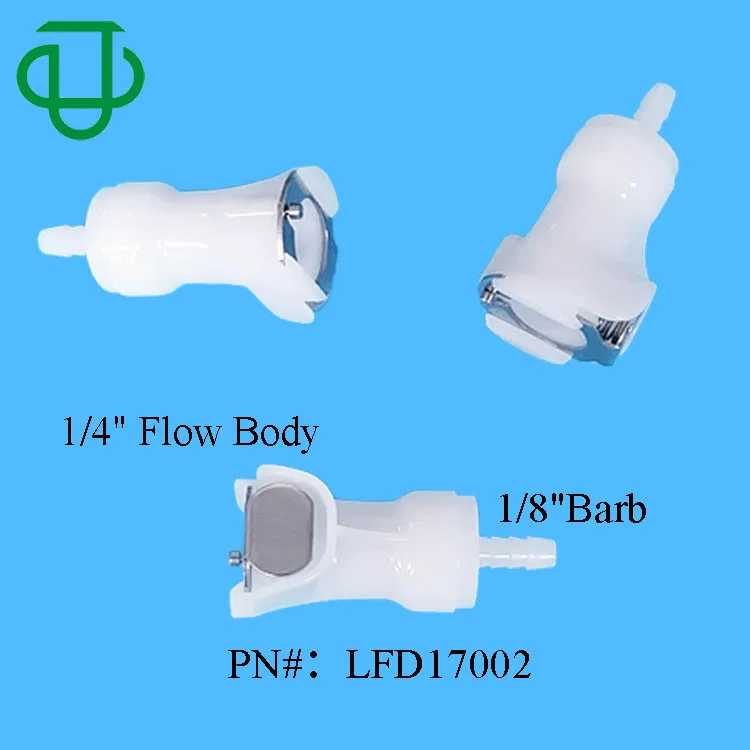 JU Big Flow 1/8 inch Hose Barb Valved In-Line Coupling Body Plastic Quick Disconnect Fluid Air Hose Tube Fitting Couplings