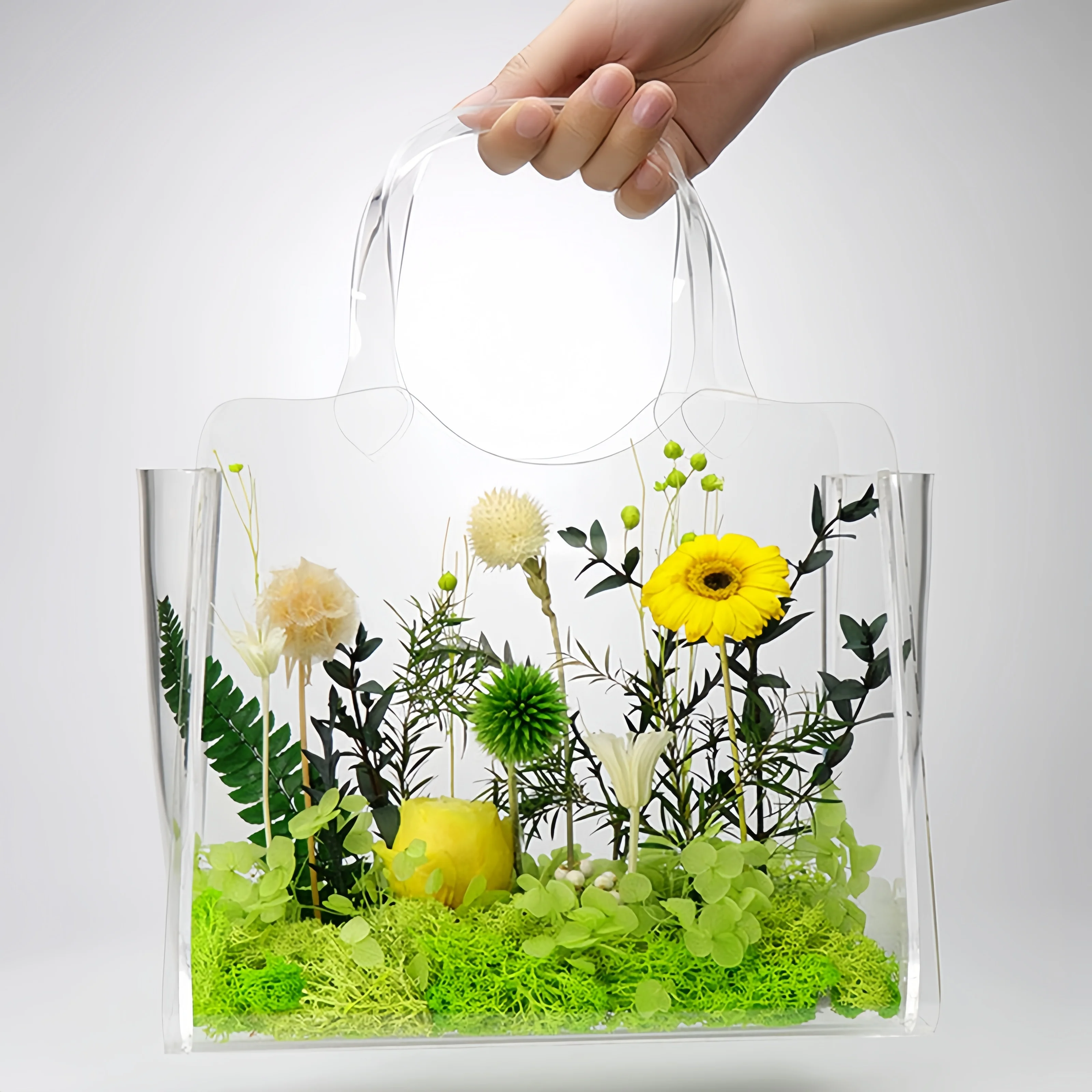 Customized New style high quality nordic ins home office desk acrylic handle fish bowl falower basket