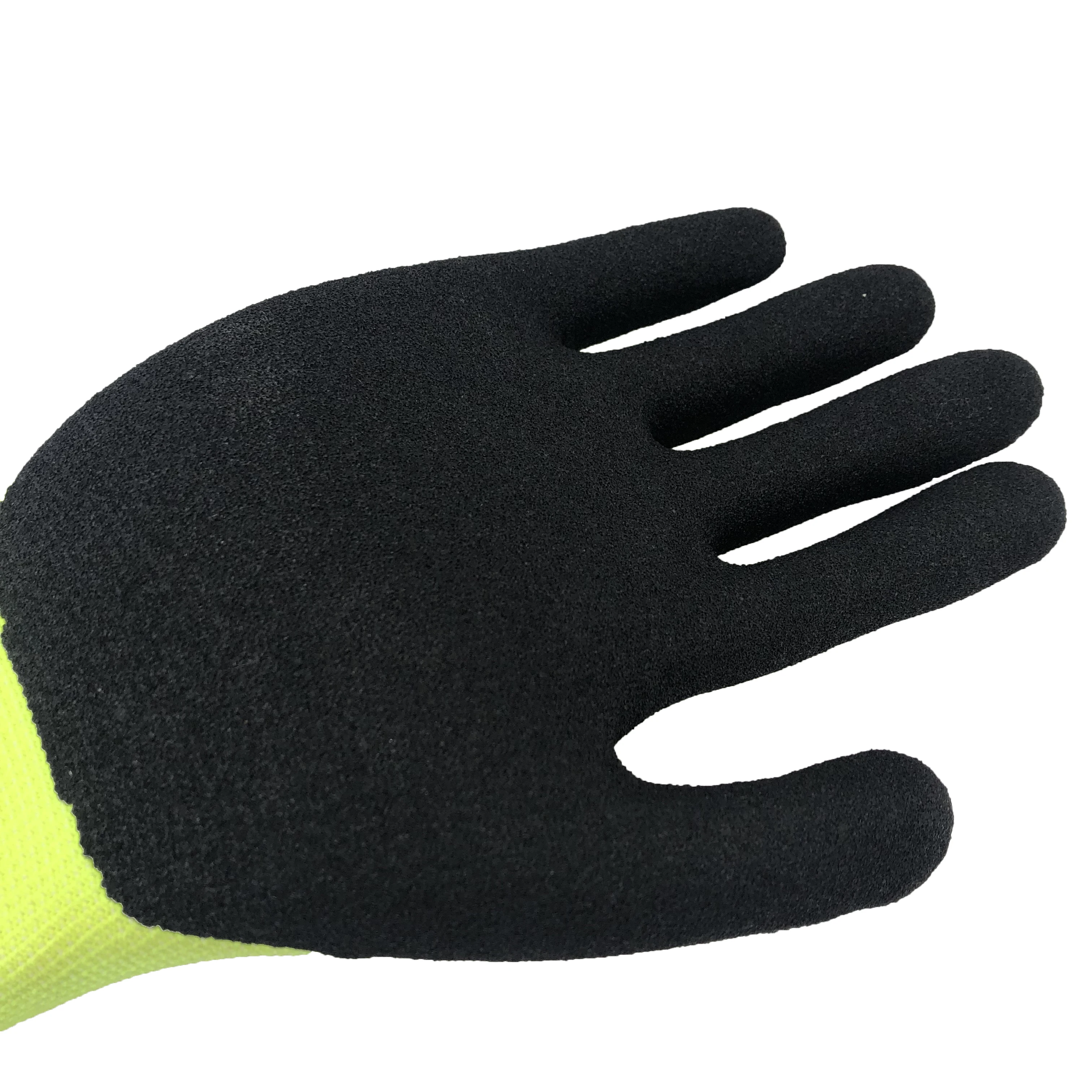 NMSAFETY высокой видимости желтые песчаные Нескользящие садовые перчатки с нитриловым покрытием CE EN388 4121X