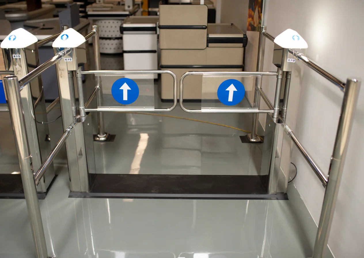 Custom Automatic Iron Commercial Supermarket Accessor Control Turnstile Supermarket Gate