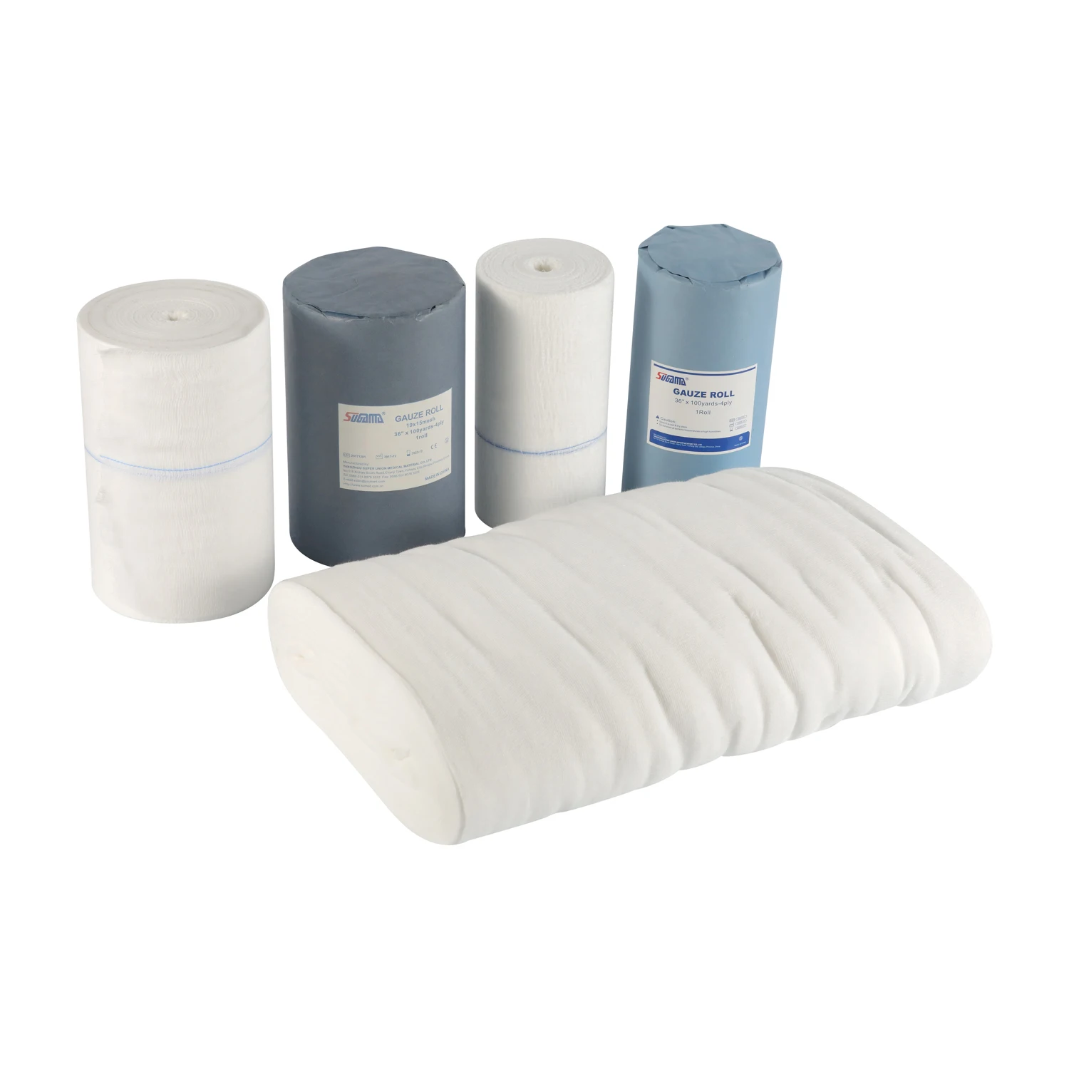 good price 100% cotton medical gauze rolls with or without x-ray jumbo plain surgical gauze roll