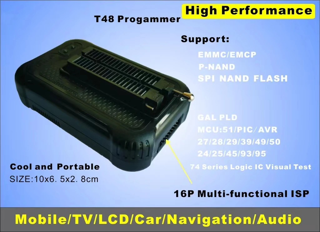 XGECU T48 (TL866-3G) программист с 27 адаптер Поддержка 28000 + ИС для SPI/ни/NAND флэш-накопитель/памяти на носителе EMMC BGA/тсоп/SOP/PLCC