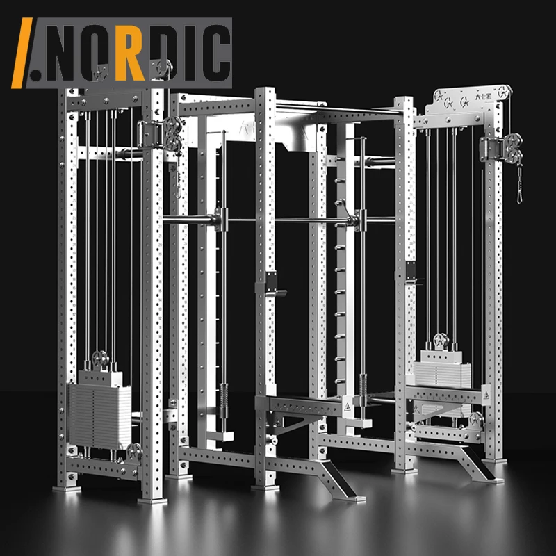 304 Stainless Steel Power Cage Rack with Pull Up Bar, Safety Straps and J-Cups. Rig Squat Cage, Bench Press Rack