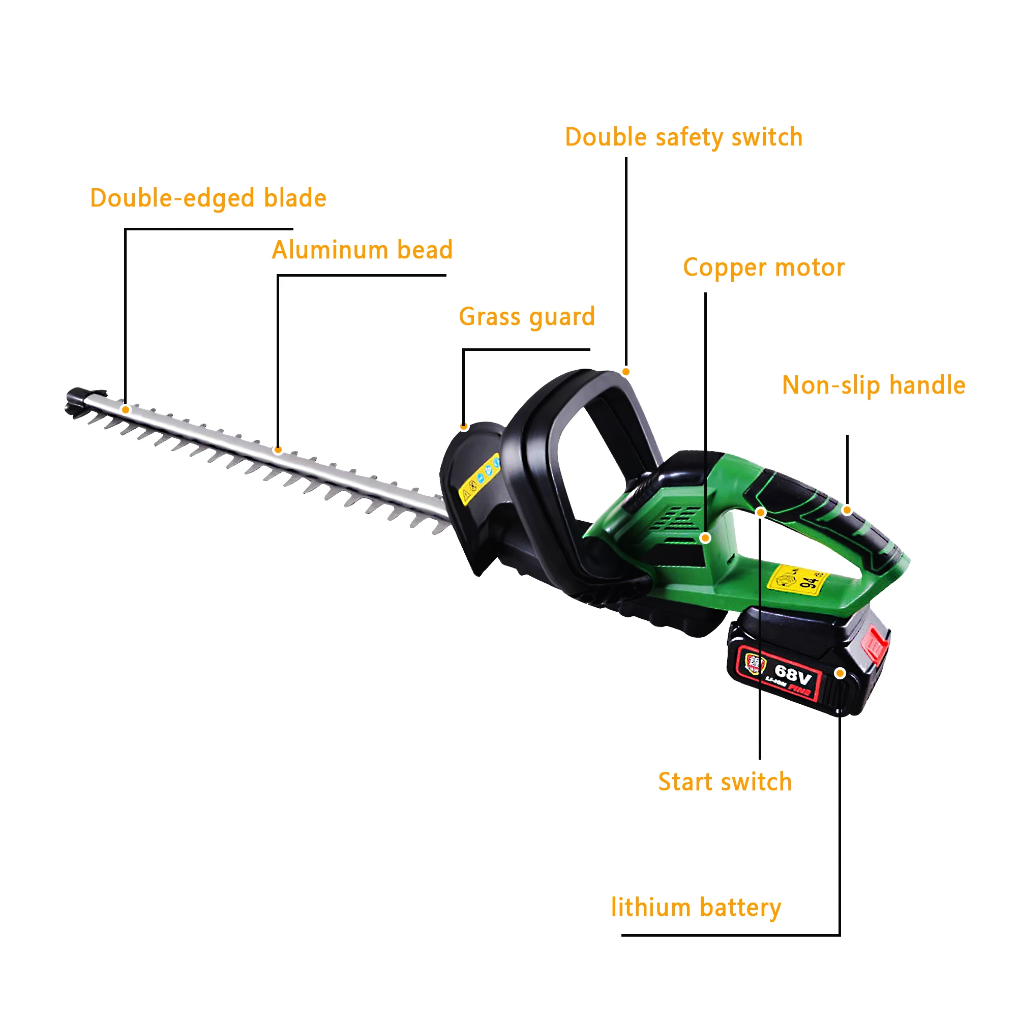 
Environmental Protection Steel Small Electric Portable Cordless Hedge Trimmer for Homes 