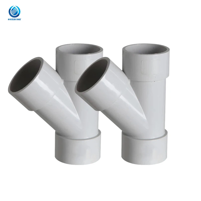 China Factory Good Quality AS/NZS1260 Standard UPVC PVC DWV Drainage Water Pipe Fittings 45 Deg Junction 100*50MM and100*65MM