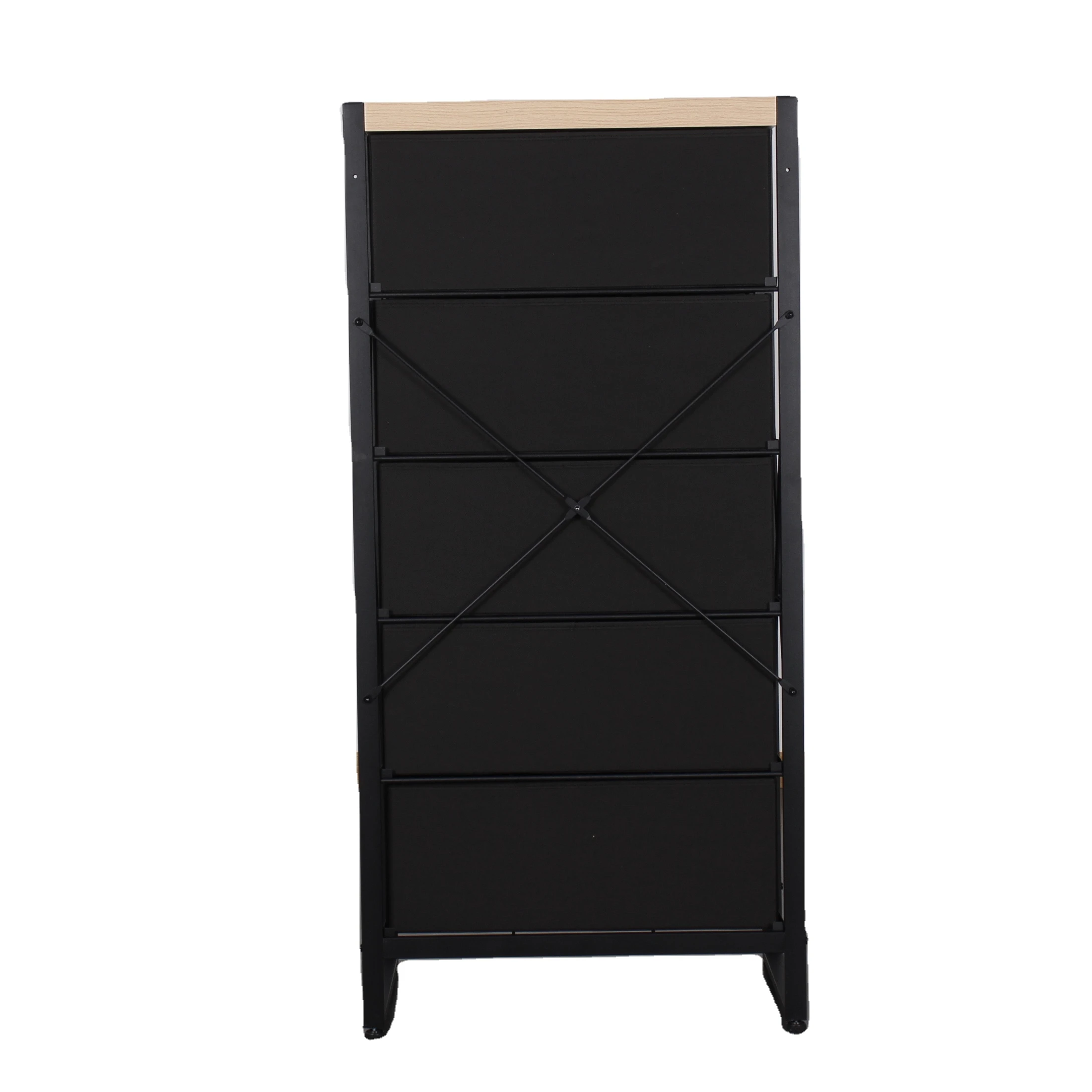 new design modern home furniture tall 5 drawer brown leather fabric storage dresser chest