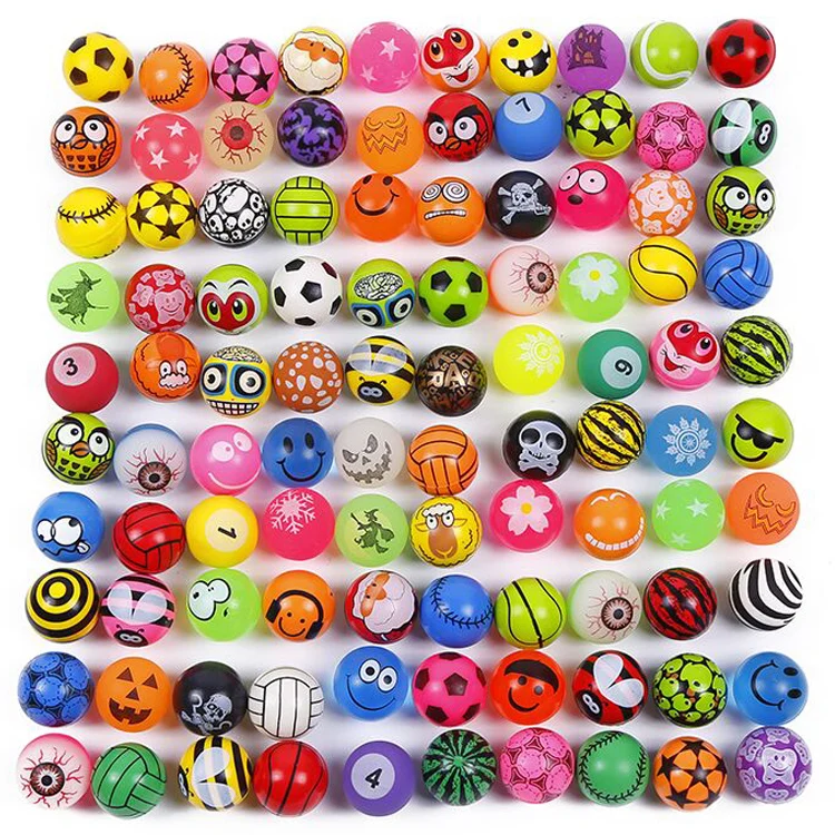 Bouncing Ball Colorful Bright Solid 27mm 32mm 45mm 49mm Bouncy Ball Various Design Wholesale Option Eyeball High Rubber Bouncing