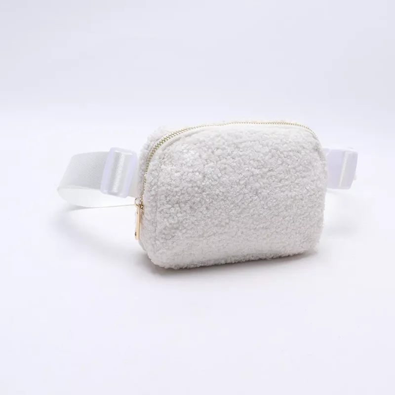 Factory Custom Cute Women Bumbag Outdoor Mini Sherpa Fanny Pack Sport Running Waist Fleece Belt Bag Luxury Bum Hip Crossbody Bag