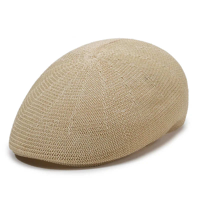 Classic Plaid & Stripe Newsboy Cap for Men Women Cotton Flat Ivy Hat Outdoor Cabbie Beret Hat