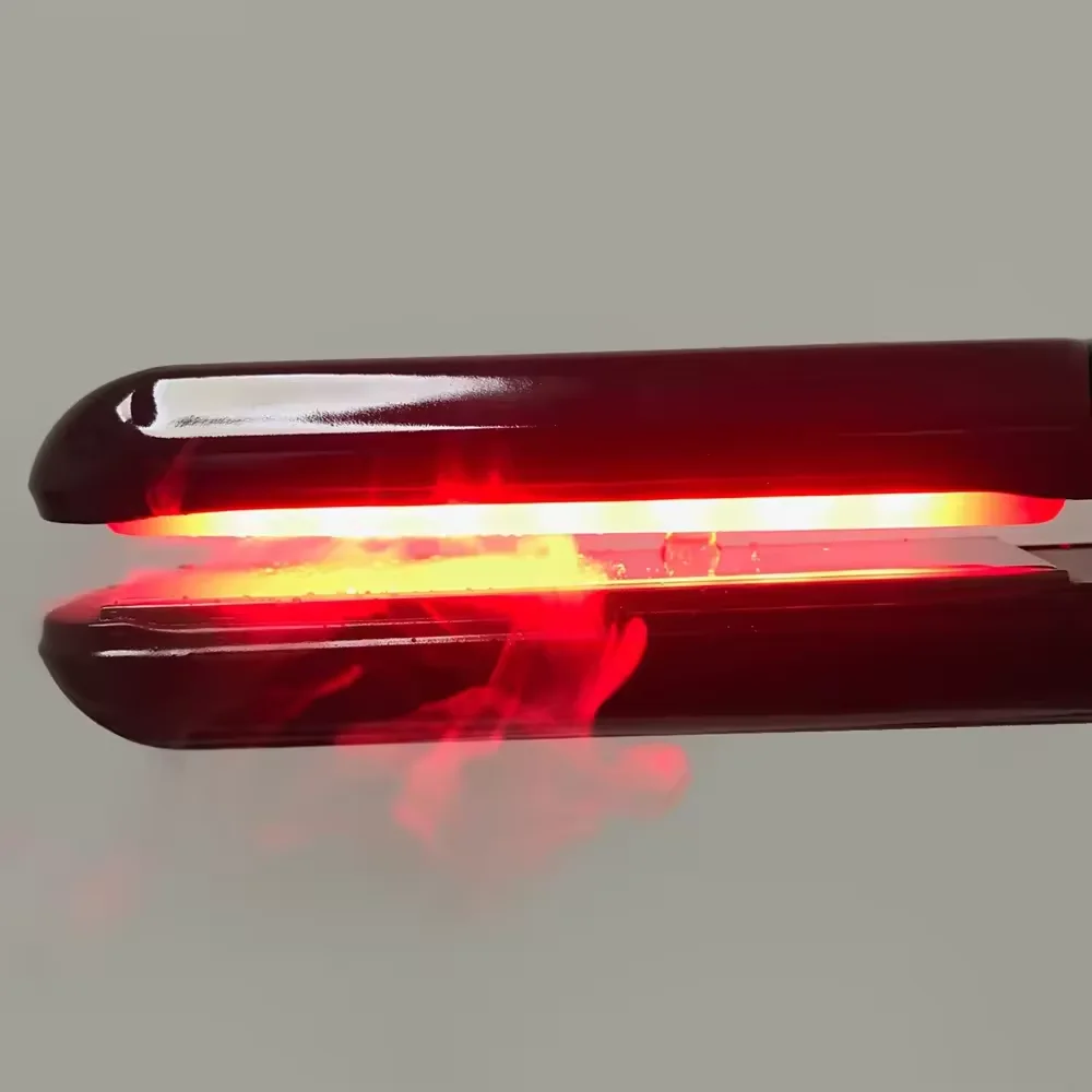 Professional Infrared Mirror Titanium Plates Ultrasonic Flat iron Heatless Hair Straightener For Hair Care
