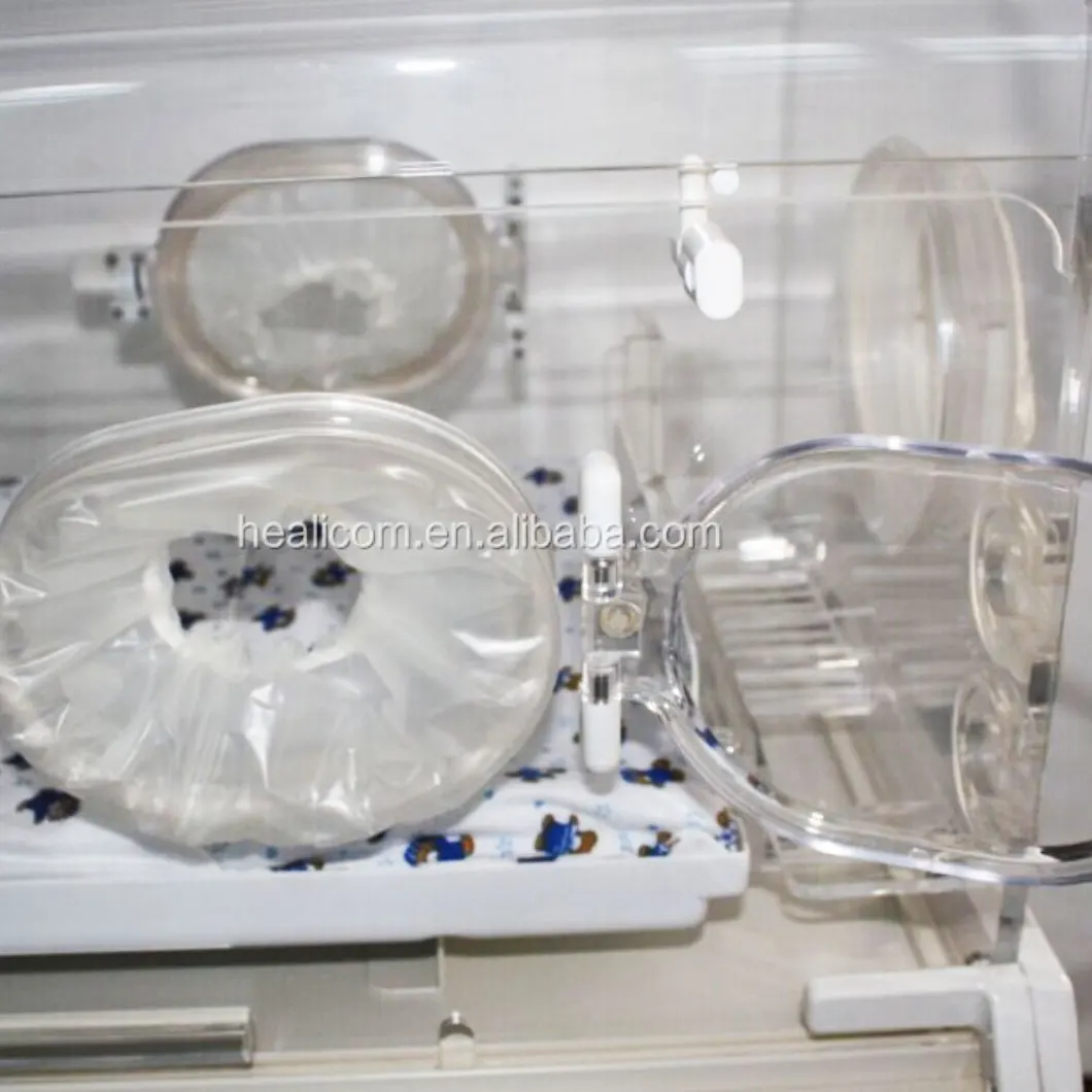 Hospital Medical mobile Double Walls Hood 4 hand-ports Infant Incubator