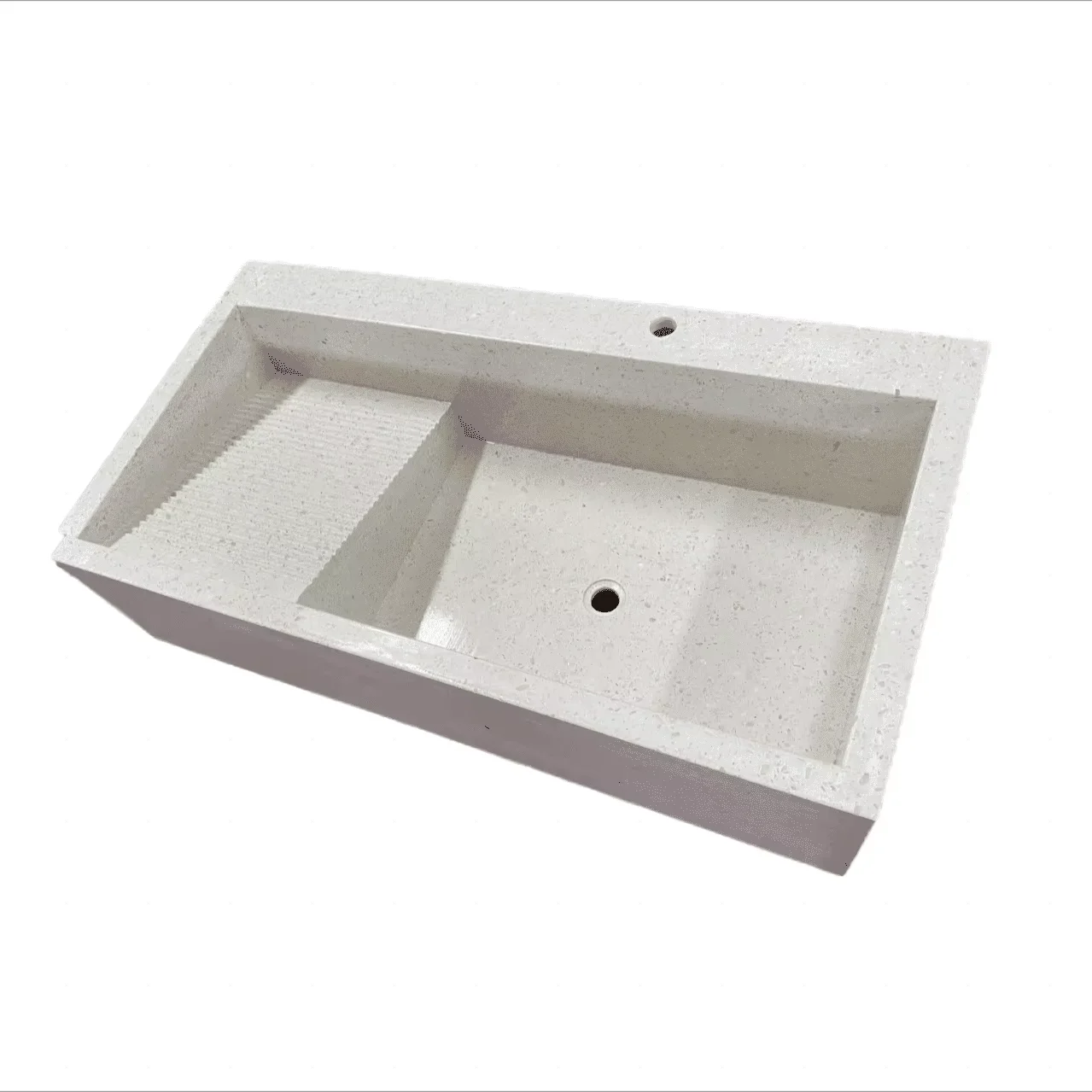 Wholesale Customized White Rectangle terrazzo stone Laundry sink High Quality Bathroom Single Sink Wash Basin Vanity Top