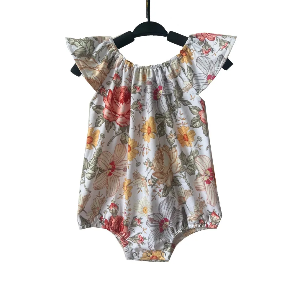 New patterns summer sleeve less baby Milk Fiber clothes home wear cute print flowers clothes new born rompers