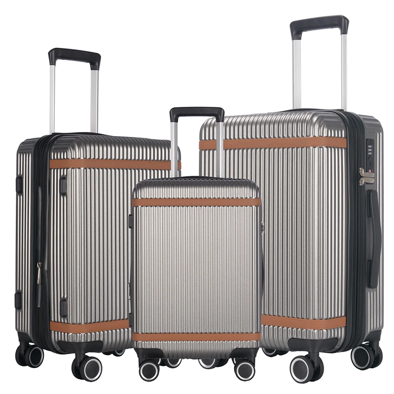 Factory design 3 PCS ABS+PC Suitcase Set Travel 20 24 28 inch smart Luggage carry on bag Koffer